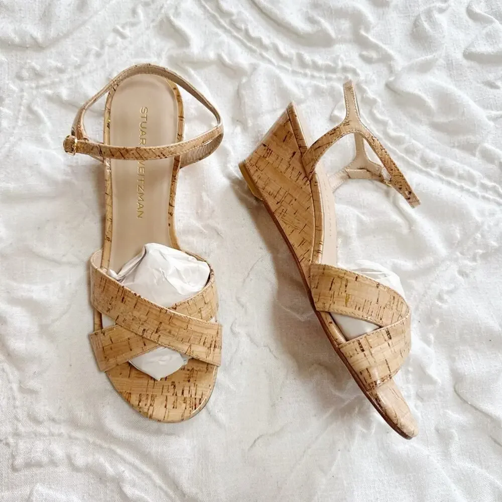 Stuart Weitzman Dayna Ankle Strap Wedge Sandal Size 9.5